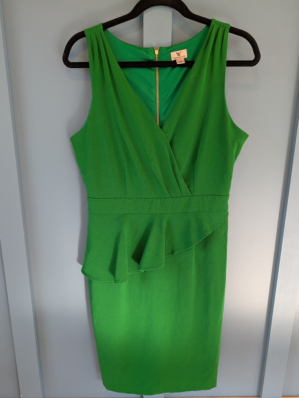 Worthington  Green Sleeveless Peplum Midi Dress